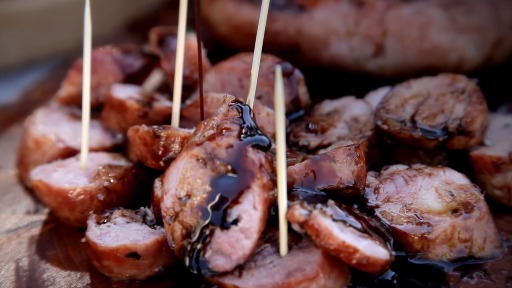 Linguica no Caramelo de Cerveja e Cachaça
